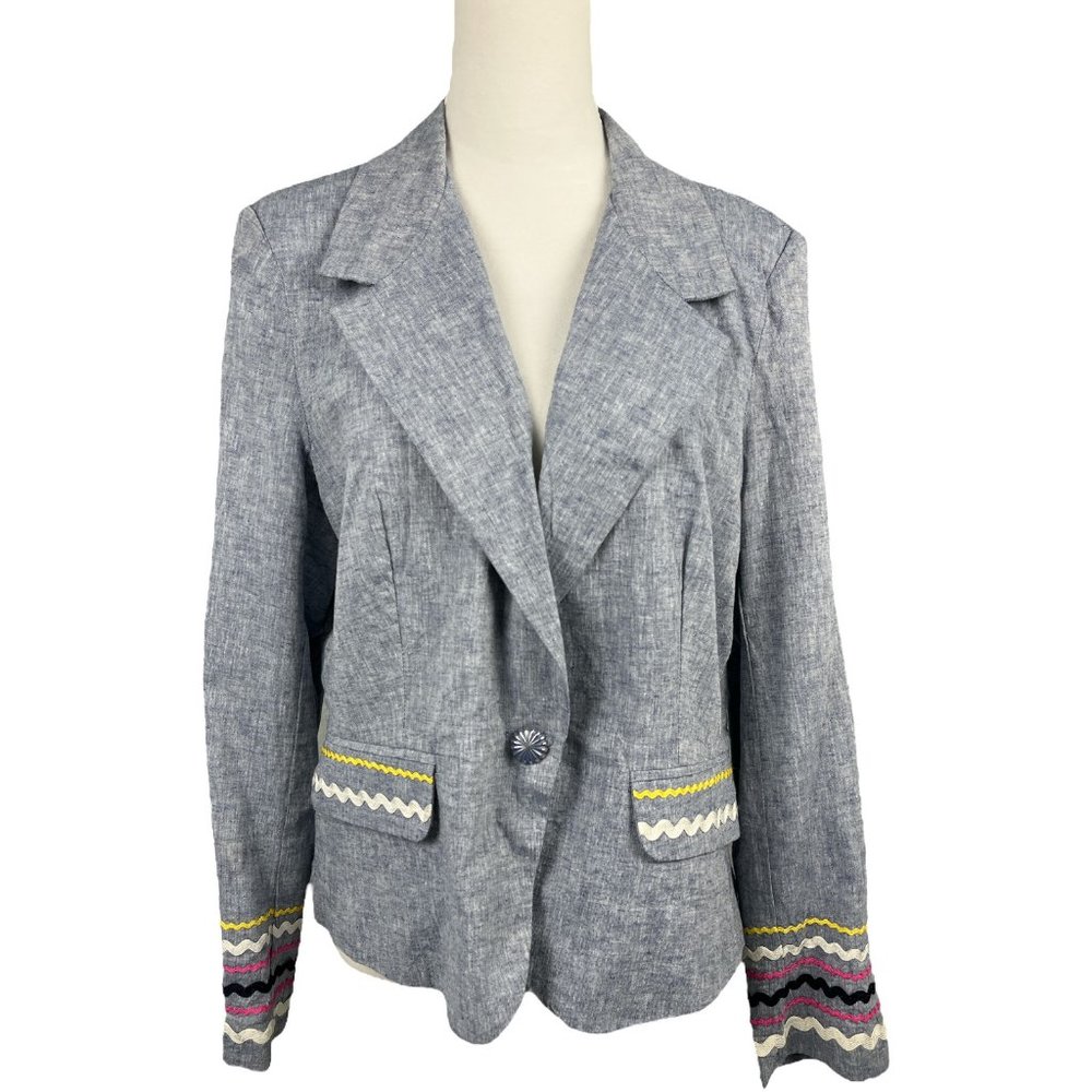 For Cynthia | Blue Linen Blend | Ornament Blazer | Size XL